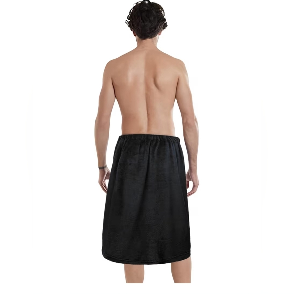 NWOT Amazon Men's Black Towel Wrap - Picture 2 of 6